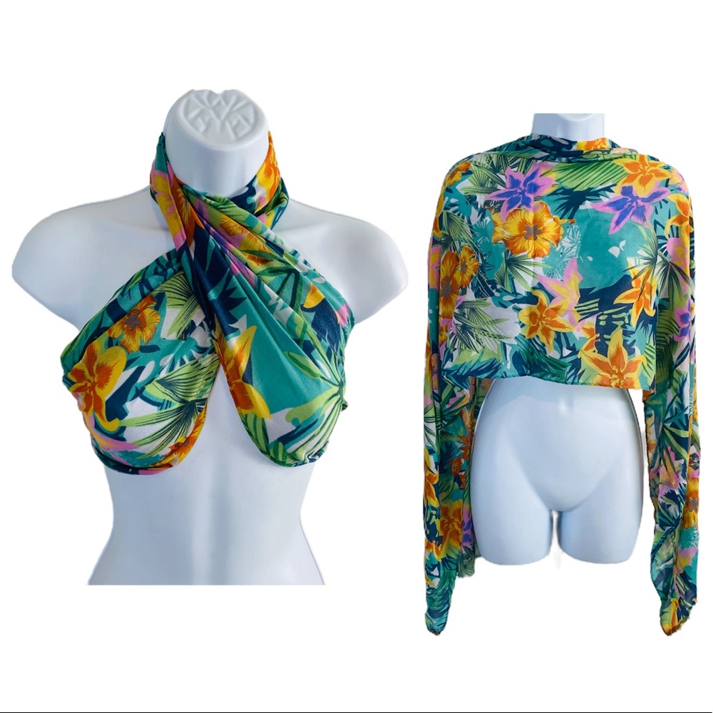 Beautiful Colorful Tropical Floral Scarf